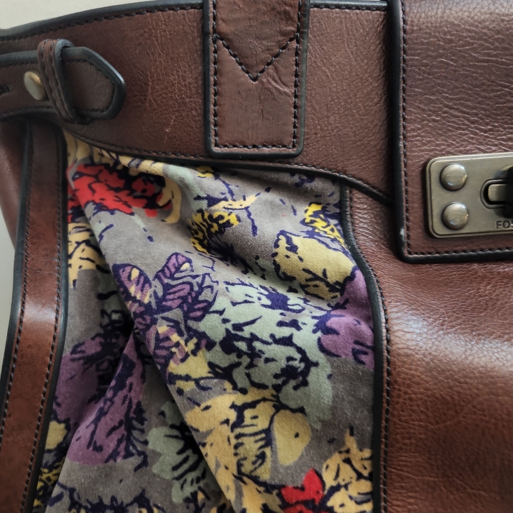 Fossil Vintage Reissue Large Leather/Tapestry Wee… - image 3